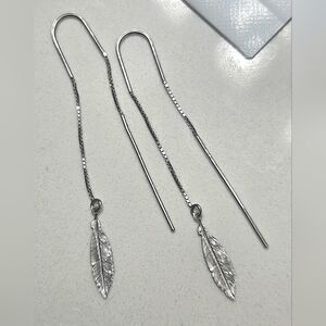 Elegant Silver Feather Earrings